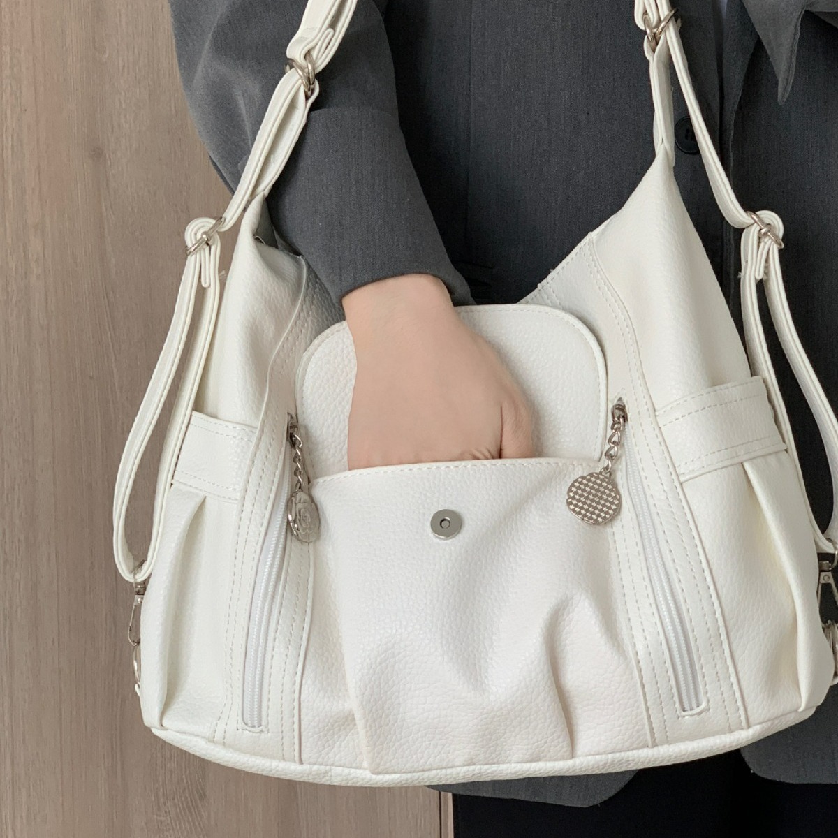 Leather Work Handbags - 여성용 멋진 가방 패션 한국 버전