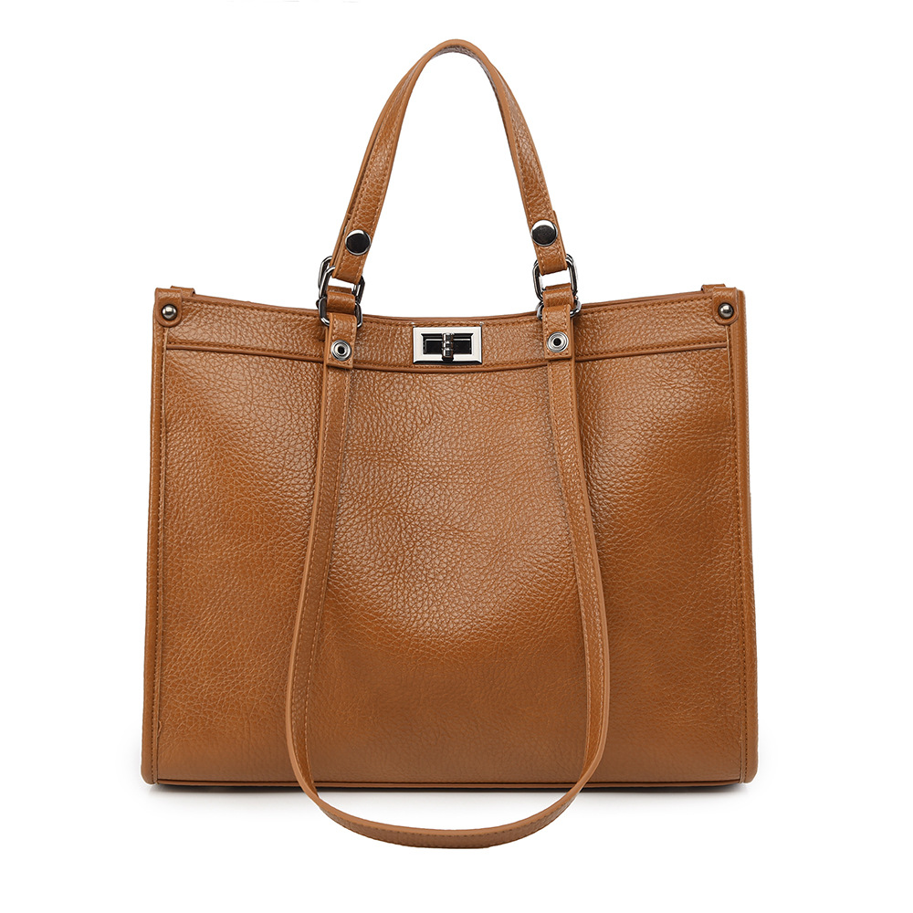 Leather Work Handbags - 여성 대용량 토트 백 PU 가죽