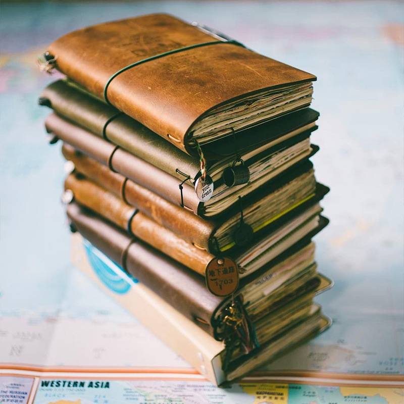 Leather Work Notepad - 레트로 가죽 커버 노트북, 휴대용 저널,