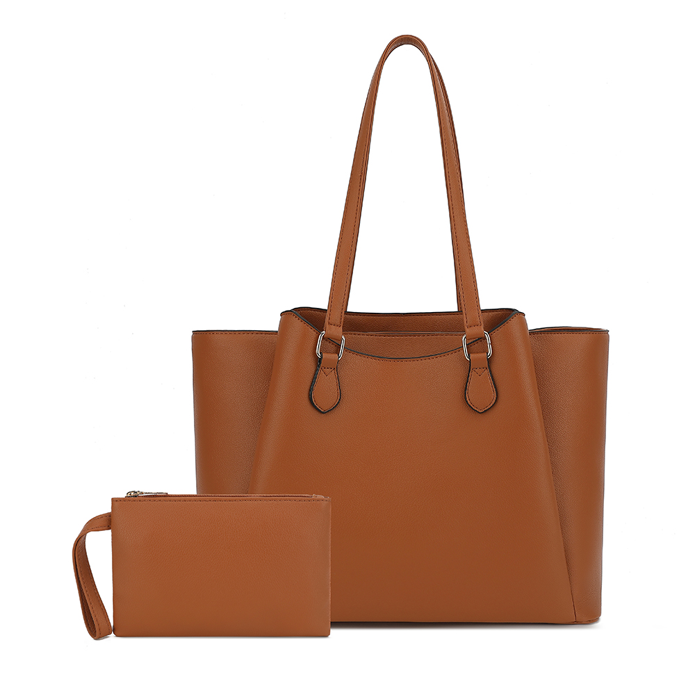 Leather Work Handbags - 여성용 토트백, 파우치가 있는 대형 PU