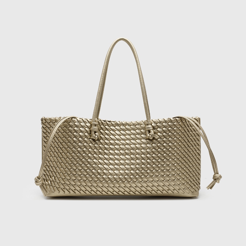 Leather Work Handbags - 디자이너 고급 PU 직조 토트백, 탑