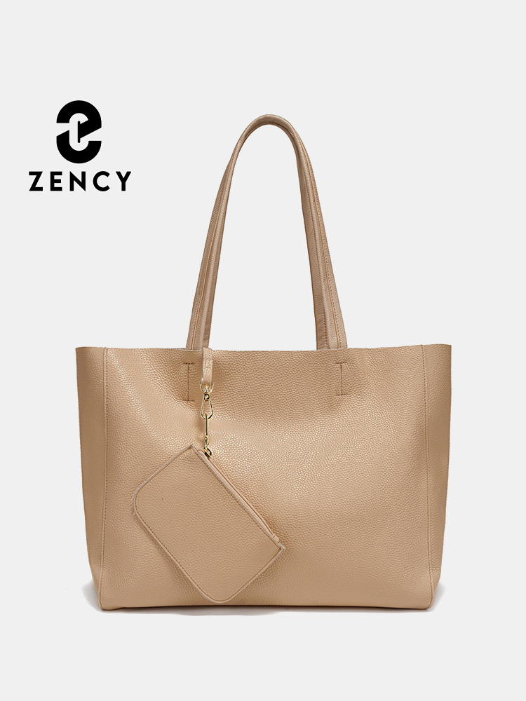 Leather Work Handbags - Zency 정품 가죽 대형 토트 백