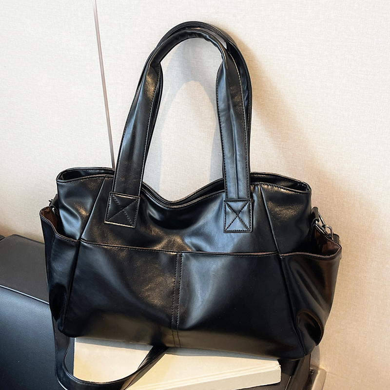 Leather Work Handbags - 여성용 레트로 소프트 가죽 핸드백, 다중