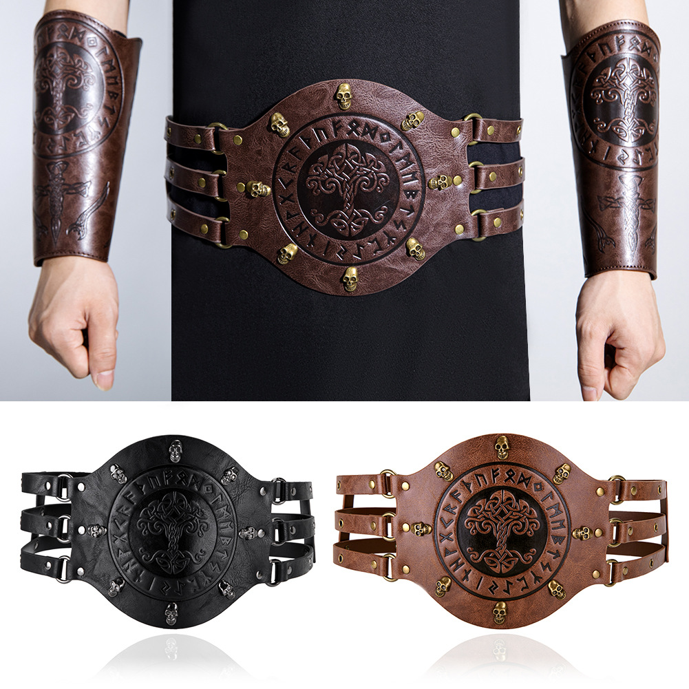 Leatherwork Belt - 중세풍 와이드 코르셋 벨트, 바이킹 해적