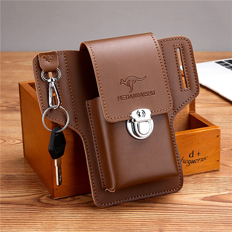 Leatherwork Belt - 남성용 폰 벨트 가방, 휴대폰 루프