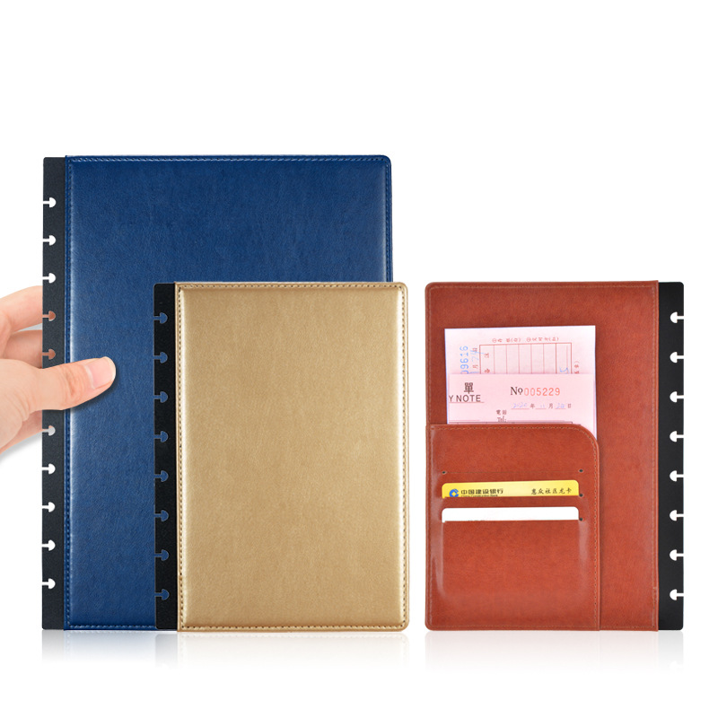 Leather Work Notepad - 루즈리프 가죽 커버 버섯 모양 구멍