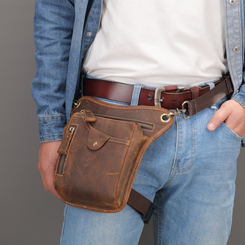 Leatherwork Belt - 빈티지 PU 가죽 허리 팩 드롭