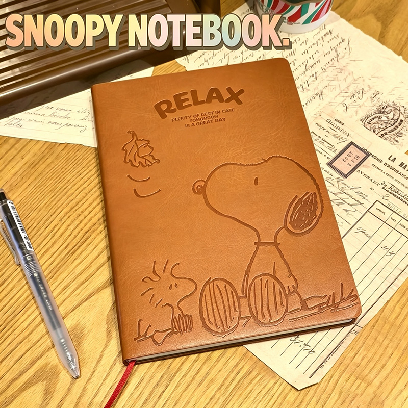 Leather Work Notepad - 빈티지 스누피 A5 가죽 노트 귀여운