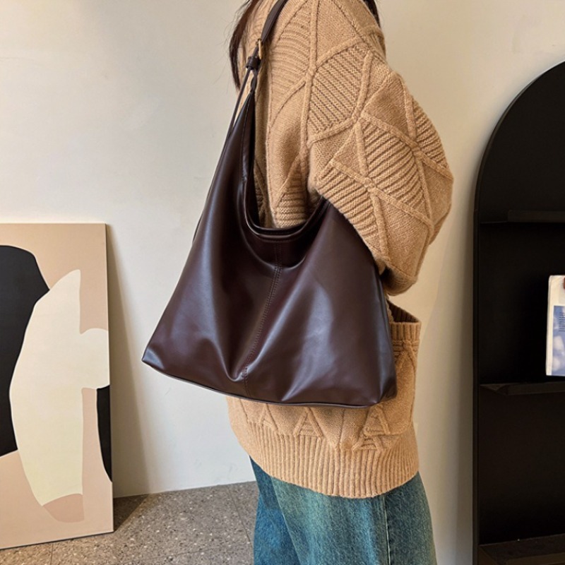 부드러운 인조 가죽 숄더 호보백, 큰 사이즈, 단색,  - Leatherwork Workshop 리뷰 및 가격