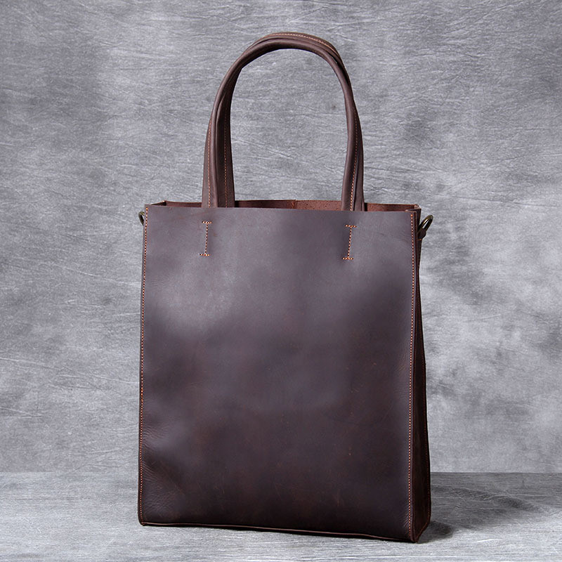 빈티지 정품 가죽 남성 핸드 토트 백 간단한 미친 말  - Leatherwork Workshop 리뷰 및 가격
