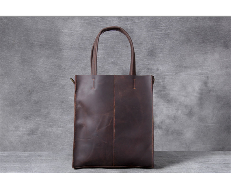 빈티지 정품 가죽 남성 핸드 토트 백 간단한 미친 말  - Leatherwork Workshop 리뷰 및 가격