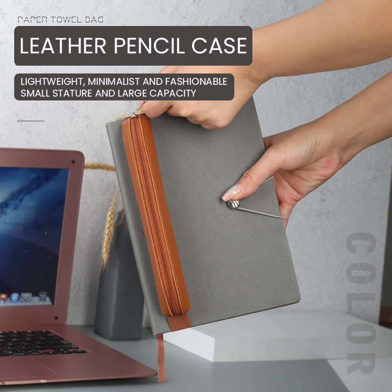 PU 가죽 펜꽂이 지퍼 펜슬 슬리브 만년필 케이스, 탄 - Leather Work Notepad 리뷰 및 가격