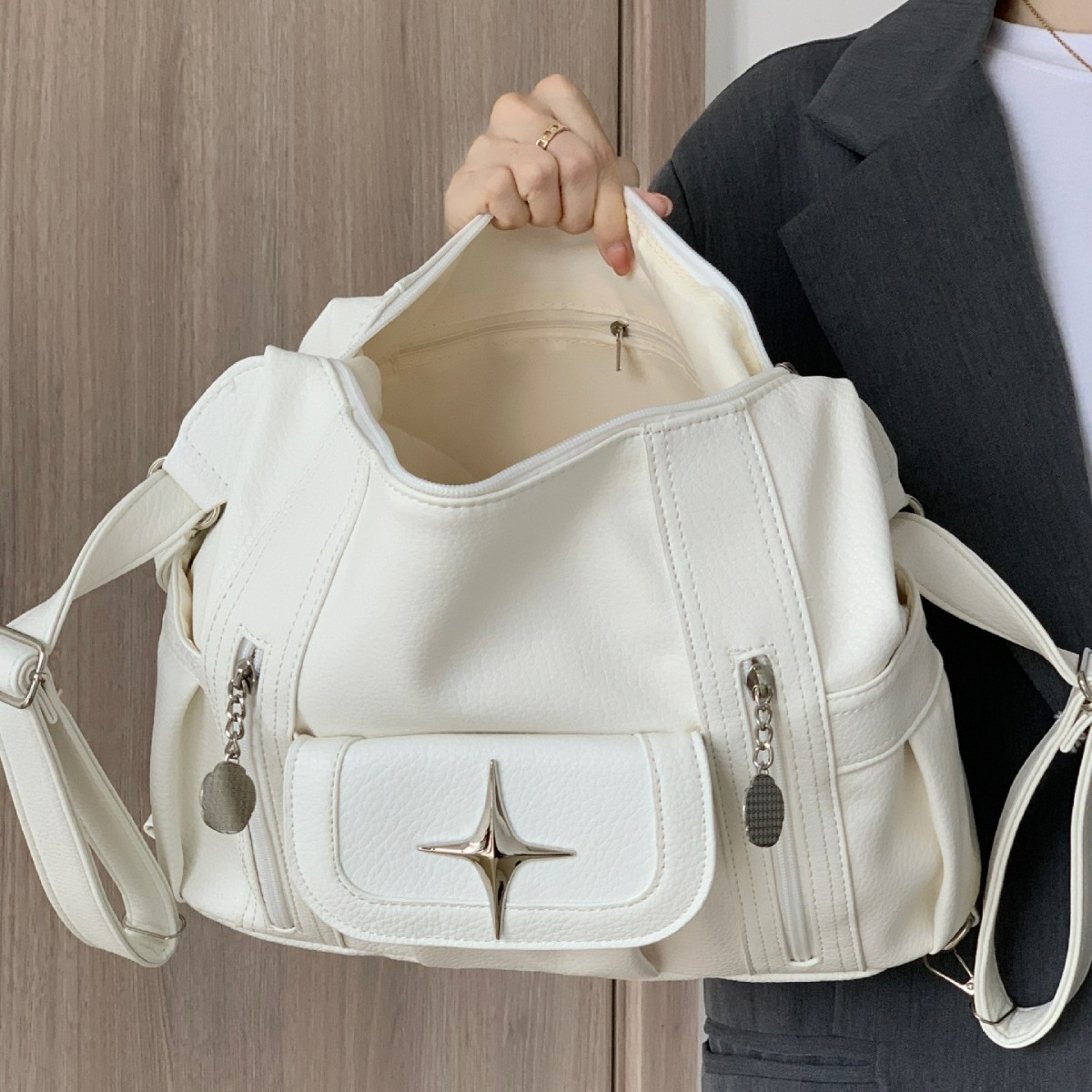 여성용 멋진 가방 패션 한국 버전 학생 여행용 대형 가 - Leather Work Handbags 리뷰 및 가격