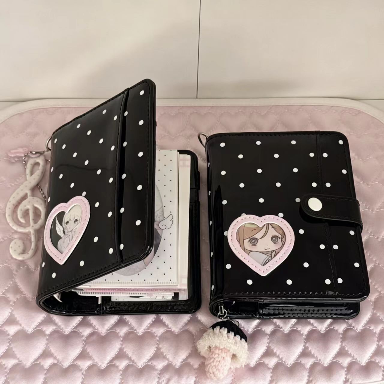 한국 스타일 물방울 무늬 하트 M5 PU 가죽 루즈리프 - Leather Work Notepad 리뷰 및 가격