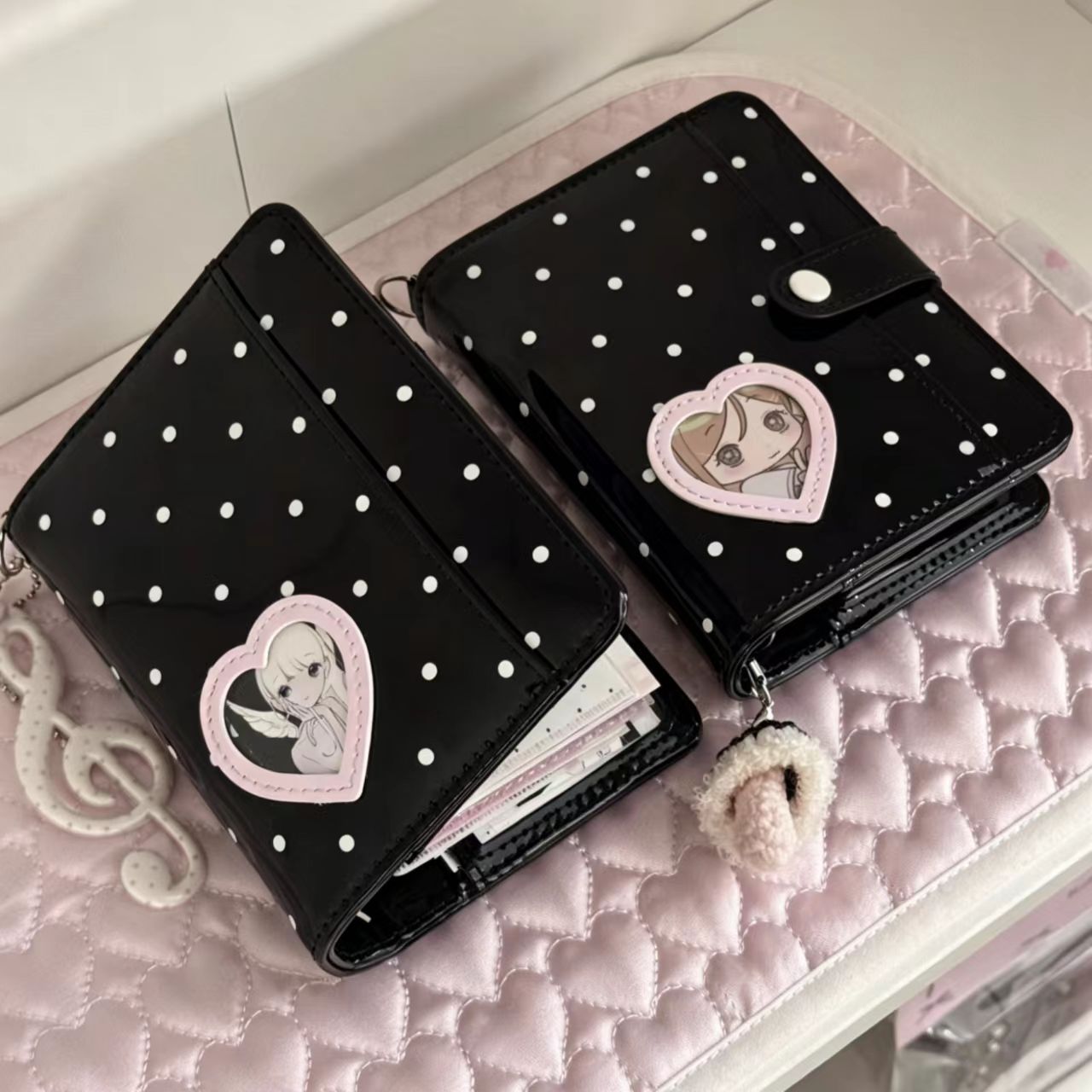 한국 스타일 물방울 무늬 하트 M5 PU 가죽 루즈리프 - Leather Work Notepad 리뷰 및 가격