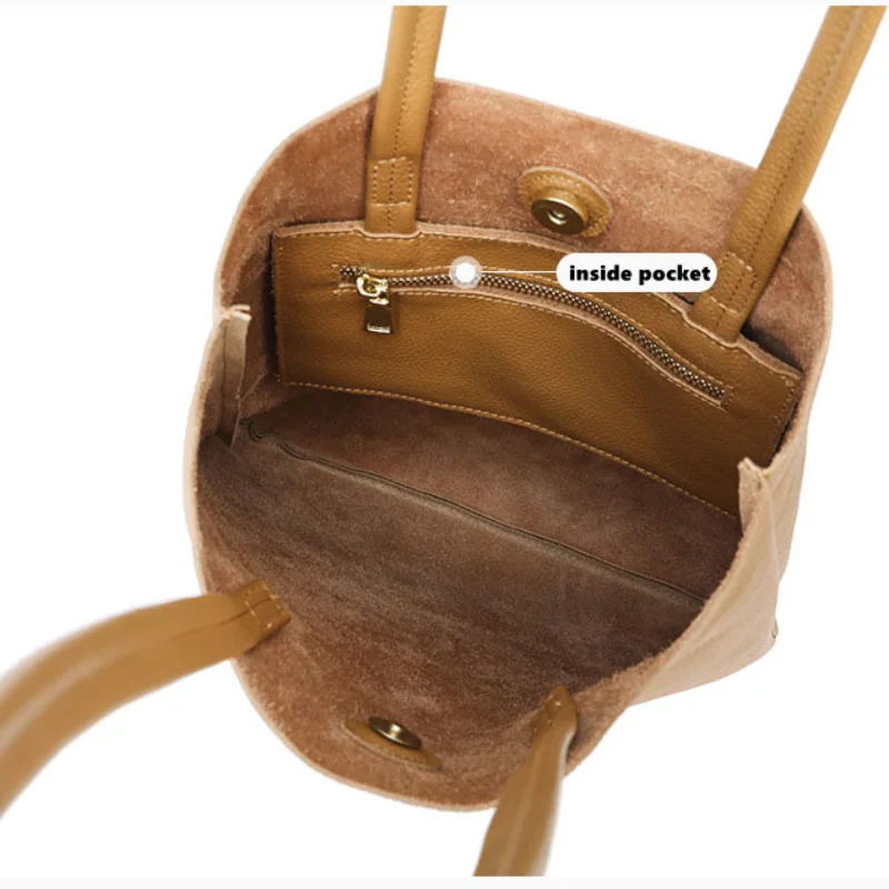 새로운 정품 가죽 여성 토트백 심플 소녀 대형 솔리드  - Leatherwork Workshop 리뷰 및 가격