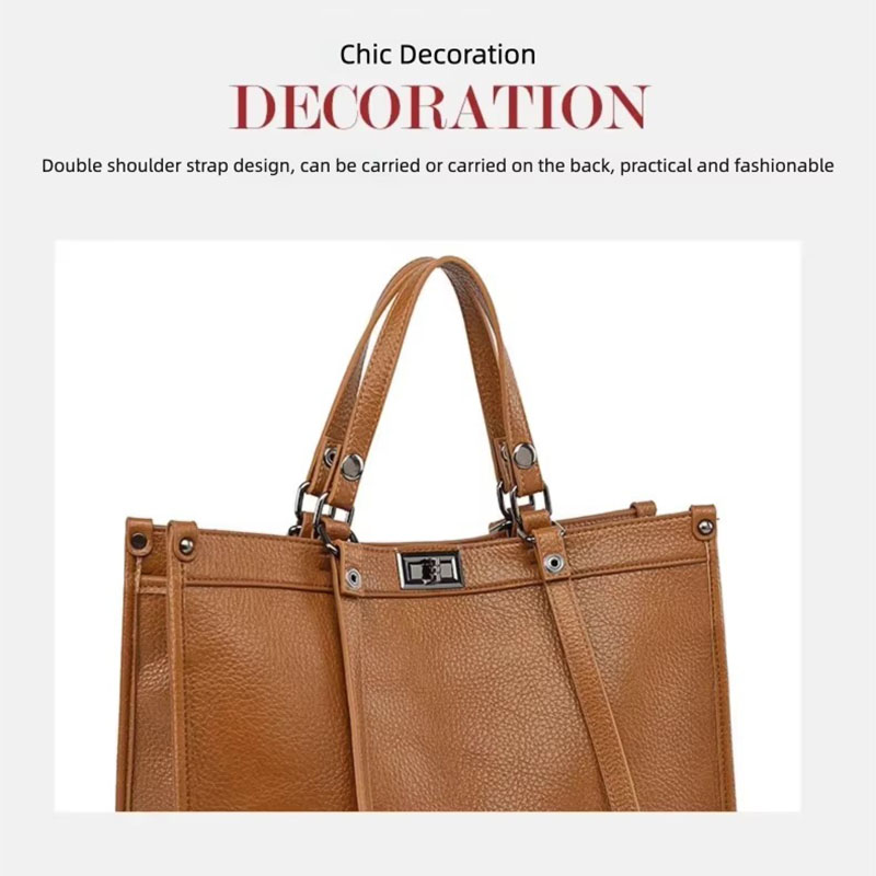 여성 대용량 토트 백 PU 가죽 회전 잠금 핸드백 숙녀 - Leather Work Handbags 리뷰 및 가격