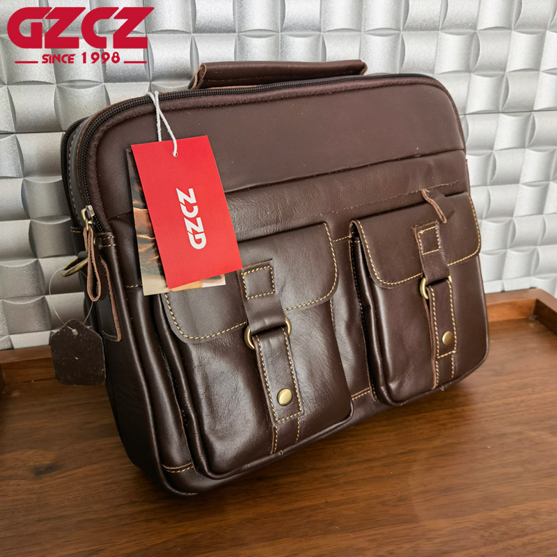 GZCZ 남성용 핸드백 레저 비즈니스 컴퓨터 가방 헤드 - Leather Work Handbags 리뷰 및 가격