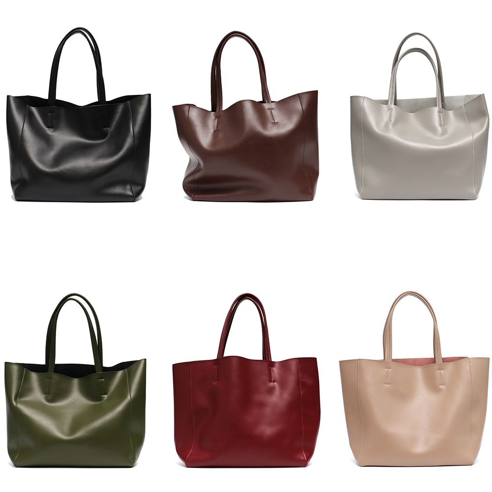 미니멀리스트 빅 토트 백 여성 유행 진짜 가죽 숄더 핸 - Leather Work Handbags 리뷰 및 가격