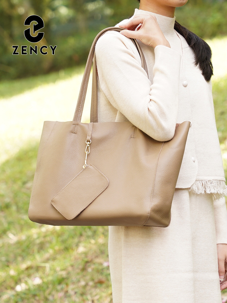 Zency 정품 가죽 대형 토트 백 심플 패션 카키색  - Leather Work Handbags 리뷰 및 가격