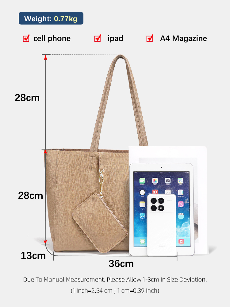 Zency 정품 가죽 대형 토트 백 심플 패션 카키색  - Leather Work Handbags 리뷰 및 가격