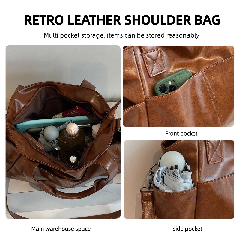 여성용 레트로 소프트 가죽 핸드백, 다중 포켓 대용량  - Leather Work Handbags 리뷰 및 가격