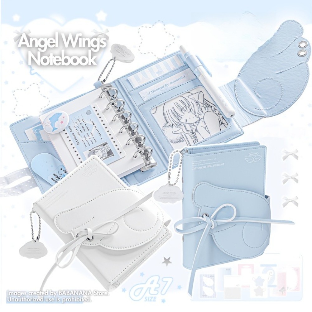 귀여운 천사 날개 노트북 A7 가죽 3단 바인더 저널  - Leather Work Notepad 리뷰 및 가격