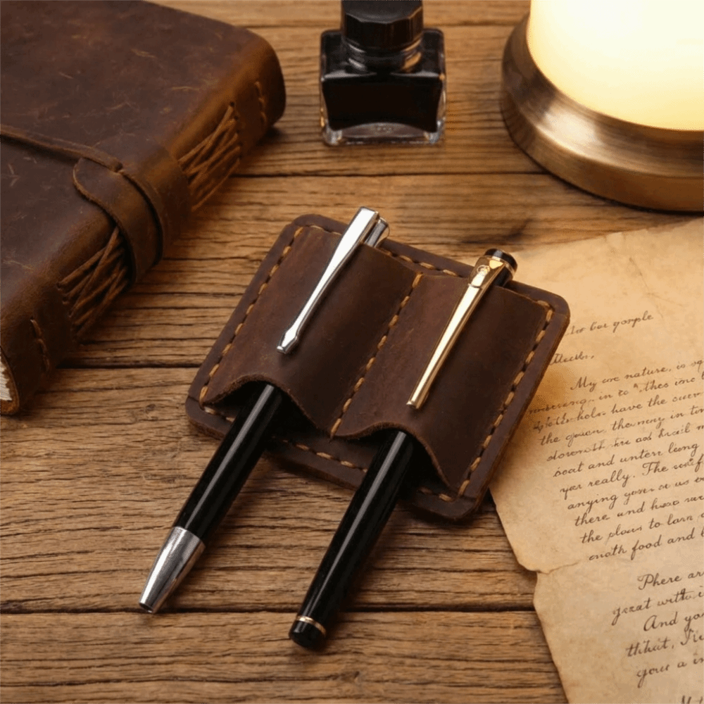 더블 빈티지 가죽 펜 루프 홀더 우아한 수제 레트로 펜 - Leather Work Notepad 리뷰 및 가격