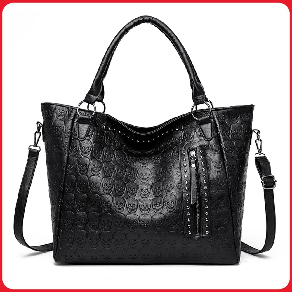 펑크 스컬 크로스바디 백 PU 가죽 스터드 장식 패션  - Leather Work Handbags 리뷰 및 가격