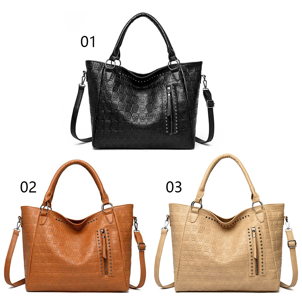 펑크 스컬 크로스바디 백 PU 가죽 스터드 장식 패션  - Leather Work Handbags 리뷰 및 가격