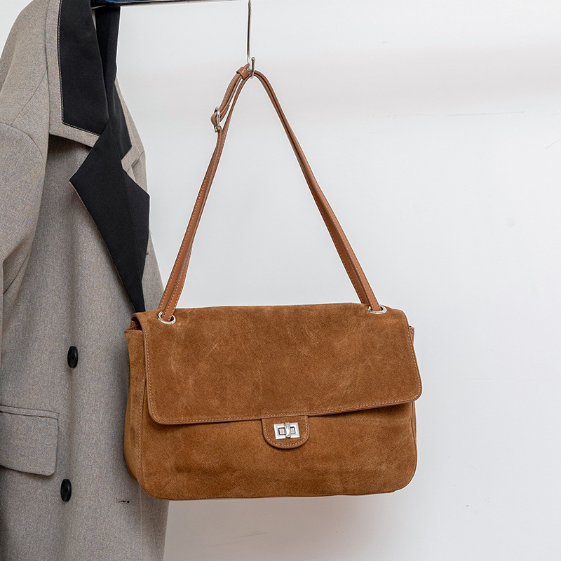 여성용 정품 스웨이드 가죽 숄더백, 조절 가능한 스트랩 - Leather Work Handbags 리뷰 및 가격